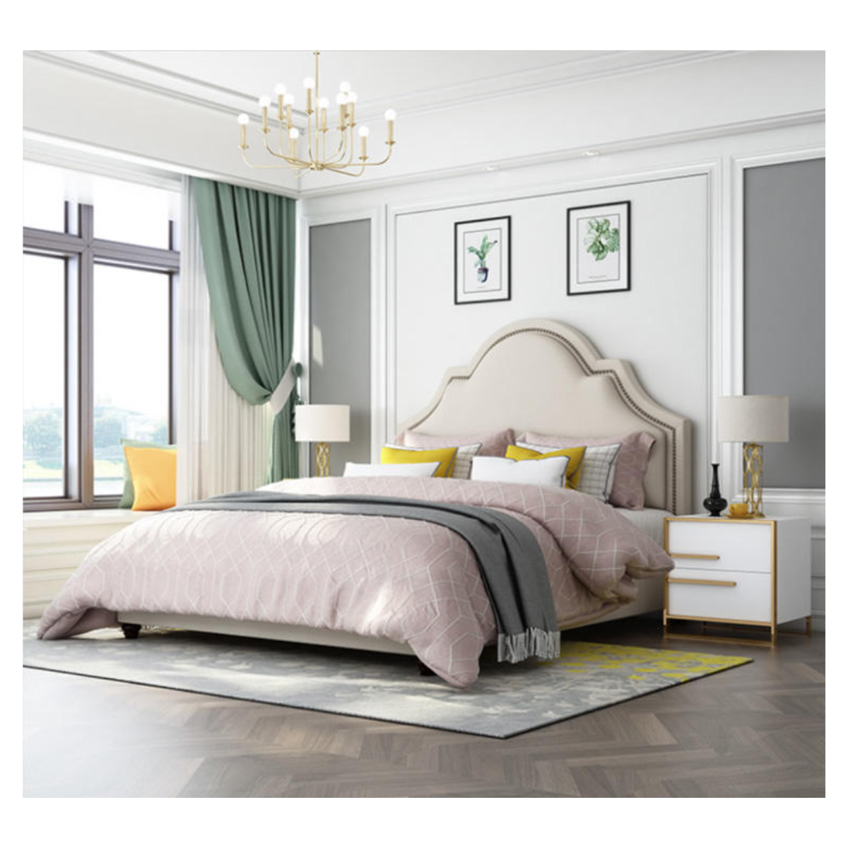 Camden Arched Nailhead Upholstered Bed
